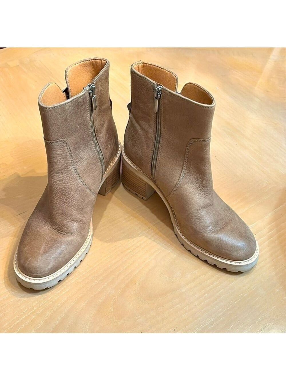 Crown Vintage Tan Yelina Chunky Combat Moto Boots - Size 8